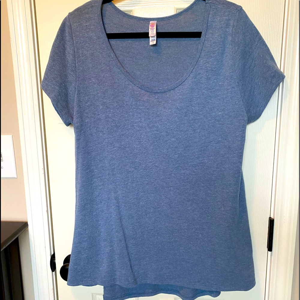 LULAROE Solid Slate Blue Sweater Feel Classic T L